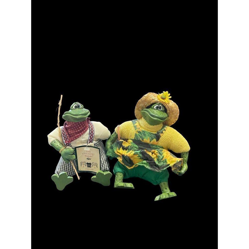 New Russ The Country Folk Frog Shelf Sitter Fishing Duo Figurine